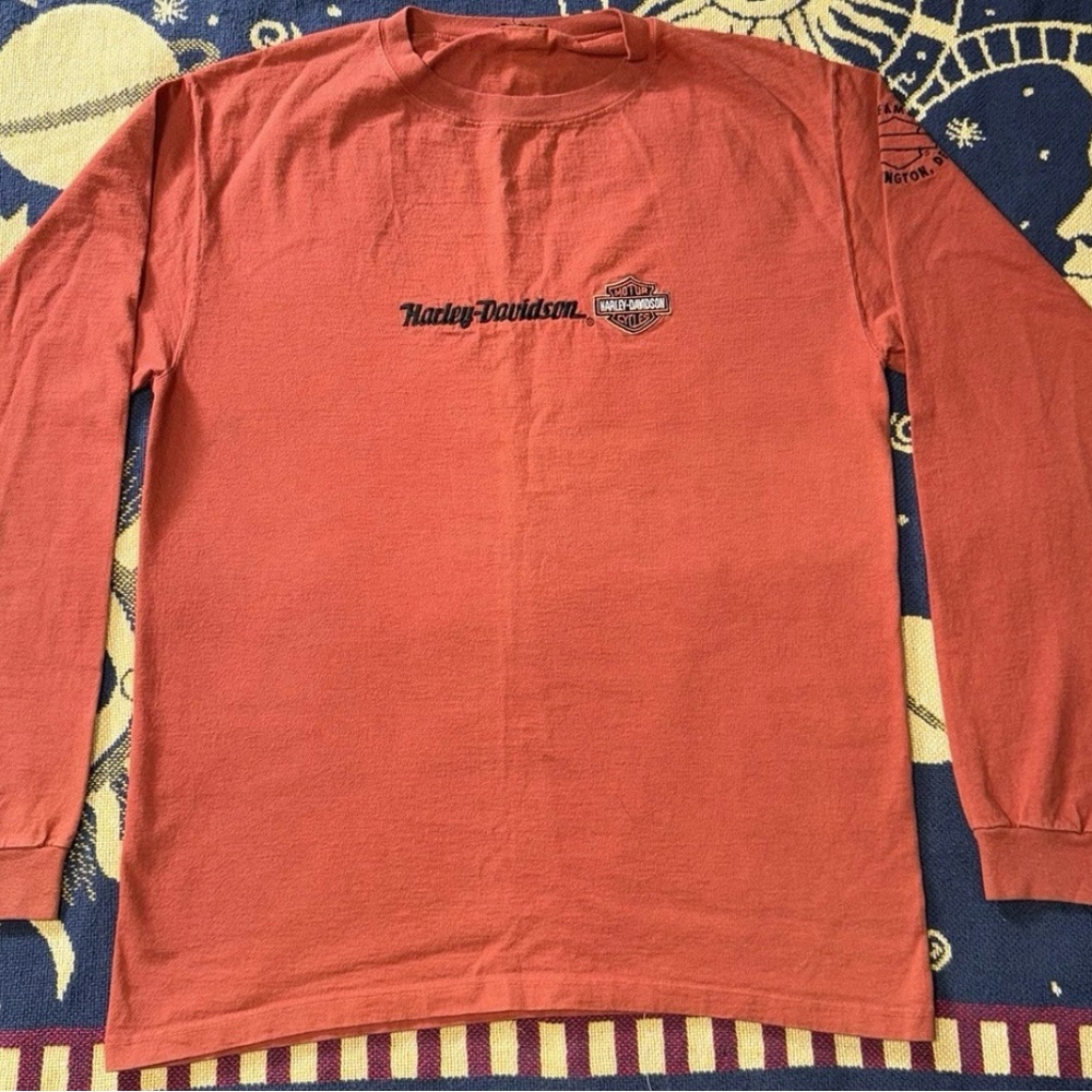 Vintage Harley Davidson Embroidered Long Sleeve Tshirt Large Wilmington Delaware